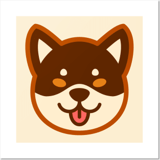 Brown Shiba: Eyes open tongue Posters and Art